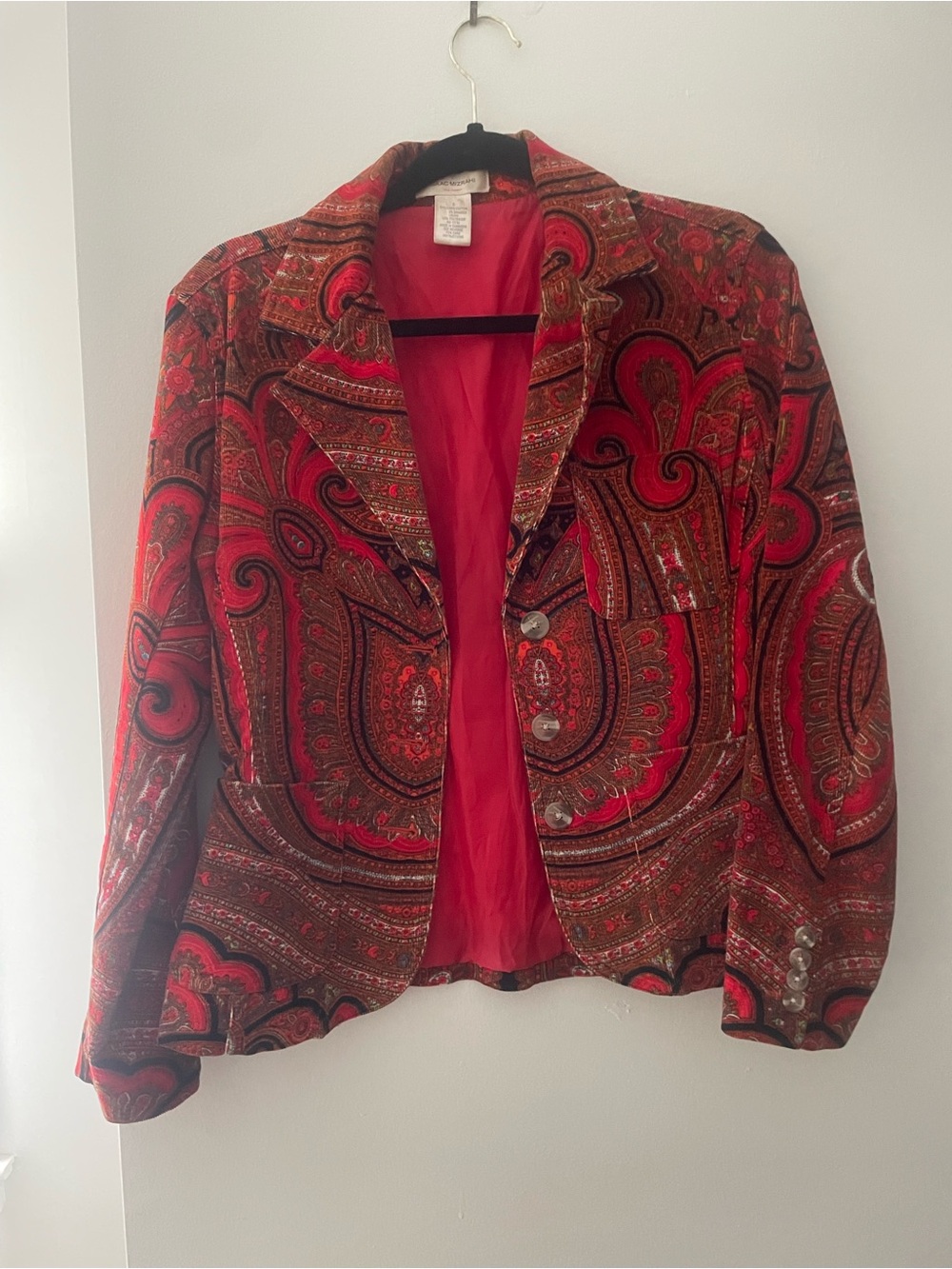 Isaac Mizrahi Red Paisley Blazer Jacket